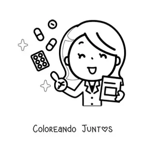 Imagen para colorear de doctora recetando un tratamiento