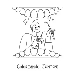 Imagen para colorear de dentista examinando a un paciente
