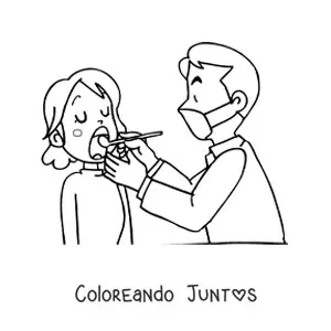 Imagen para colorear de dentista animado y paciente