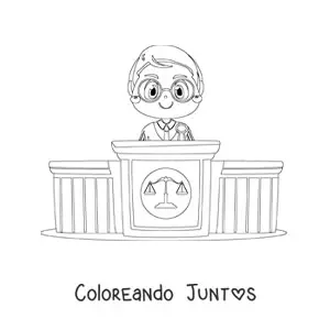 Imagen para colorear de juez kawaii