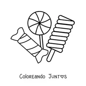 Imagen para colorear de paletas y caramelos