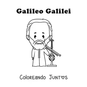 Imagen para colorear de Galileo Galilei kawaii