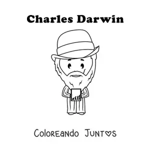 Imagen para colorear de Charles Darwin kawaii