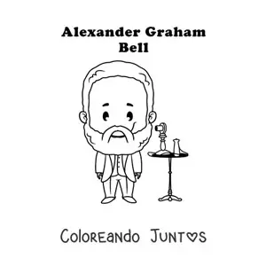 Imagen para colorear de Alexander Graham Bell kawaii