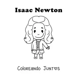 Imagen para colorear de Isaac Newton kawaii