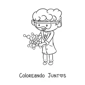 Imagen para colorear de científico kawaii