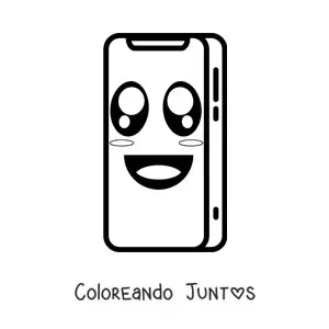 Imagen para colorear de teléfono inteligente kawaii fácil