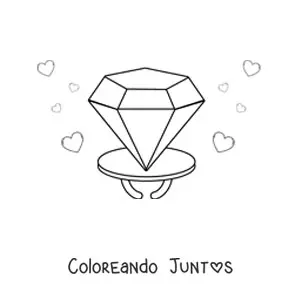 Imagen para colorear de un ring pop con corazones de fondo