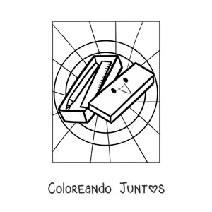 Imagen para colorear de útiles escolares kawaii