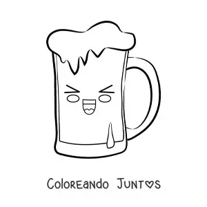 Imagen para colorear de vaso animado con cerveza