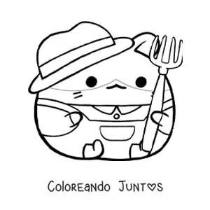 Imagen para colorear de hámster granjero kawaii grande