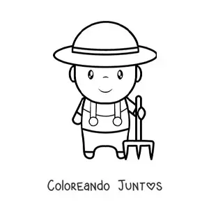 Imagen para colorear de granjero kawaii grande