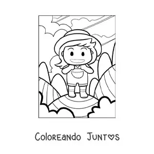 Imagen para colorear de caricatura de granjera kawaii