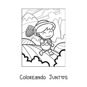 Imagen para colorear de caricatura de granjero kawaii