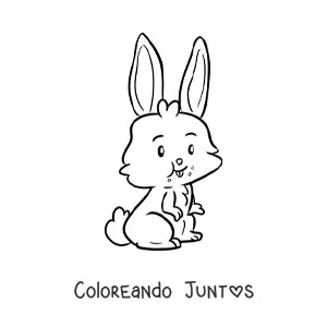 Imagen para colorear de conejo kawaii comiendo