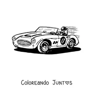 Imagen para colorear de un auto de carreras que dice '17' con piloto a toda velocidad