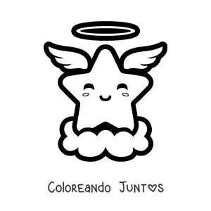 Imagen para colorear de estrella ángel kawaii