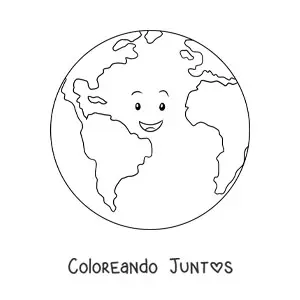 Imagen para colorear de la Tierra feliz