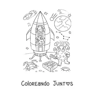 Imagen para colorear de vida de otro planeta