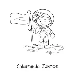 Imagen para colorear de hombre en la Luna