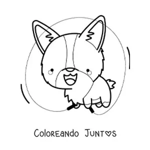 Imagen para colorear de perro kawaii animado saltando la cuerda
