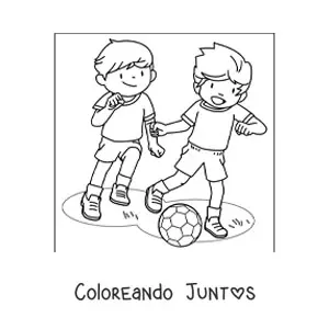 Imagen para colorear de chicos jugando fútbol