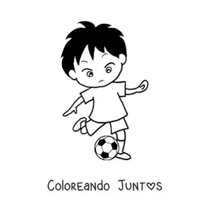 Imagen para colorear de niño pateando el balón de fútbol