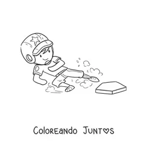 Imagen para colorear de beisbolista llegando a una base