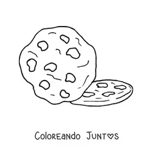Imagen para colorear de dos galletas con chispas de chocolate