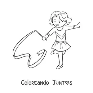 Imagen para colorear de niña practicando gimnasia artística