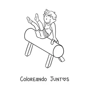 Imagen para colorear de niño gimnasta en el potro