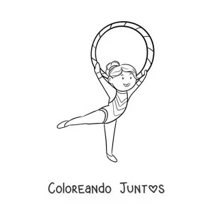 Imagen para colorear de gimnasia rítmica con aro