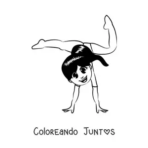 Imagen para colorear de niña tierna haciendo gimnasia rítmica