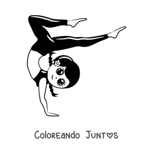 Imagen para colorear de niña kawaii haciendo gimnasia rítmica