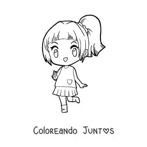 Imagen para colorear de muñeca kawaii chibi con uniforme de falda