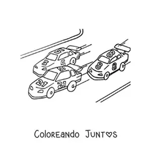 Imagen para colorear de una carrera de autos que dicen '21','5' y '8'