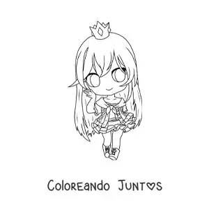 Imagen para colorear de chica fashion kawaii chibi con corona y falda