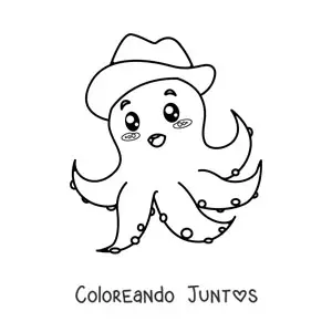 Imagen para colorear de pulpo con sombrero