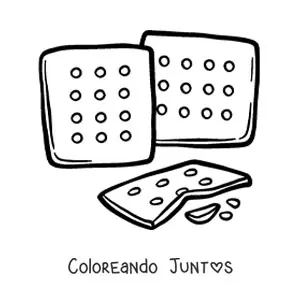 Imagen para colorear de galletas cuadradas y una rota por la mitad