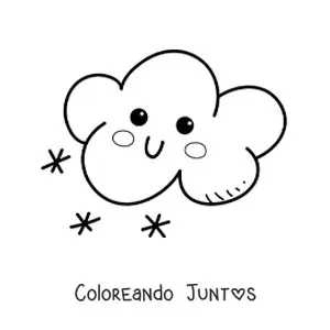 Imagen para colorear de nube kawaii animada con nieve