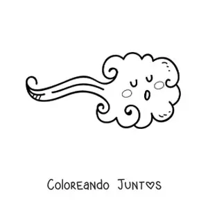 Imagen para colorear de ráfaga de viento kawaii animada