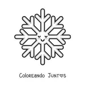 Imagen para colorear de copo de nieve kawaii animado