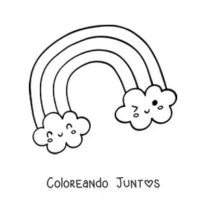 Imagen para colorear de arcoíris kawaii