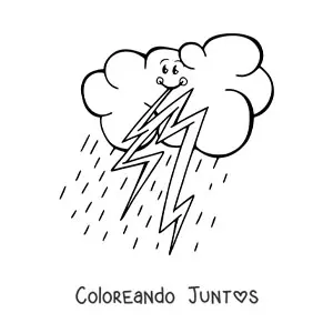 Imagen para colorear de tormenta kawaii