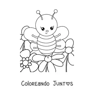 Imagen para colorear de abeja animada en primavera