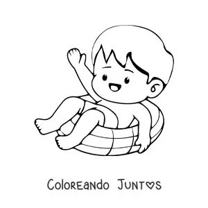 Imagen para colorear de niño kawaii feliz en verano