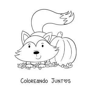 Imagen para colorear de zorro en otoño