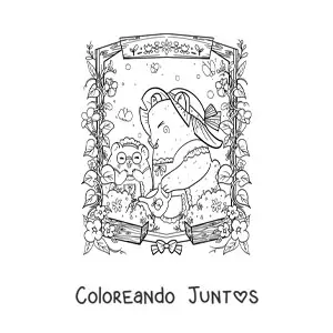 Hámsters kawaii animados regando las plantas