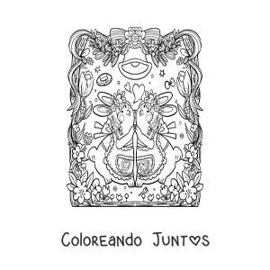 Imagen para colorear de tiernos conejos enamorados bailando