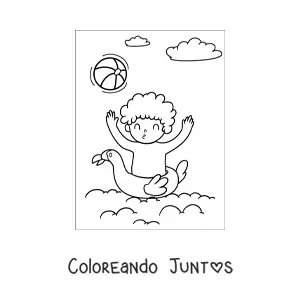 Imagen para colorear de niño feliz en el mar